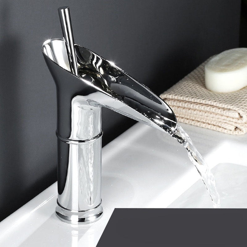 Streamo - Waterfall Bathroom Cranes – Single Handle Vessel Sink Faucet