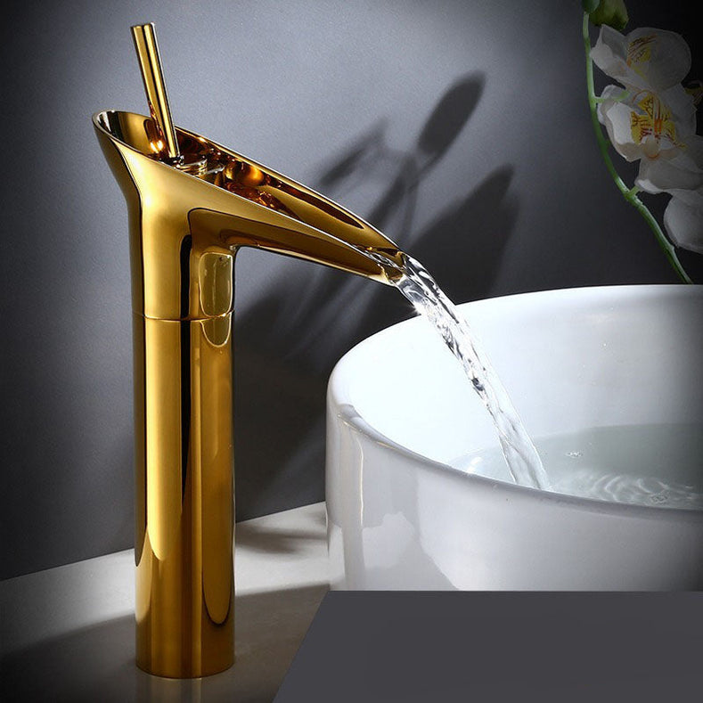 Streamo - Waterfall Bathroom Cranes – Single Handle Vessel Sink Faucet