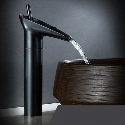 Streamo - Waterfall Bathroom Cranes – Single Handle Vessel Sink Faucet